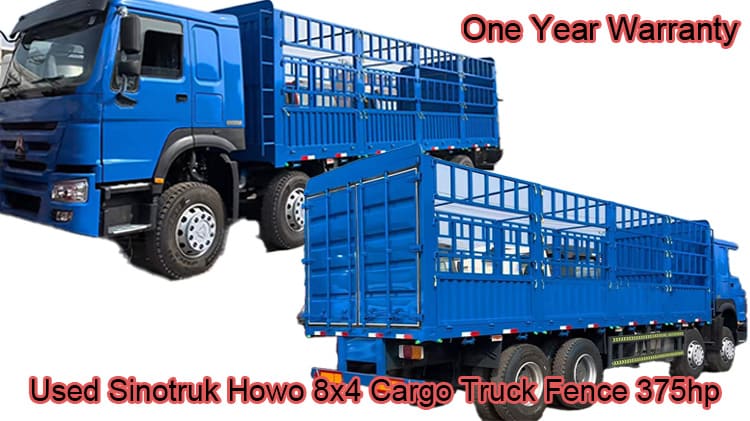 Used Sinotruk Howo 8x4 Cargo Truck Fence 375hp for Sale in Mongolia