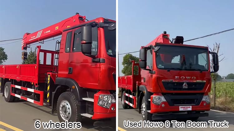 Used Howo 4x2 Heavy Duty Truck Crane 8 Ton Boom Truck