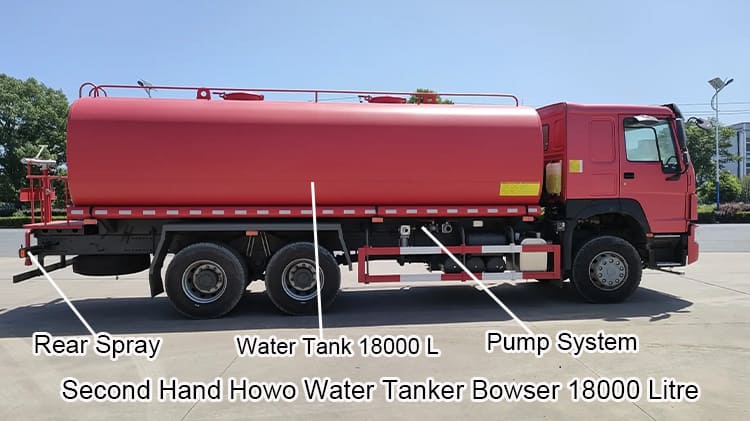 Howo Water Tanker Second Hand 18000 Litre Water Bowser for Sale