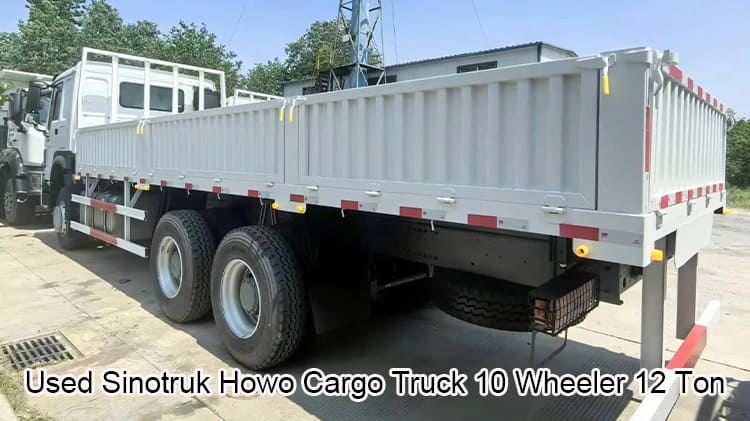 Howo Used Cargo Truck 10 Wheeler 12 Ton Dropside Truck for Sale in Sudan
