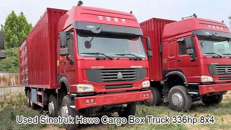 Used Howo Cargo Trucks 336hp Box Truck 26 Foot 8x4 for Sale in Guinea