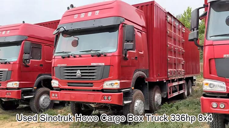 Used Howo Cargo Trucks 336hp Box Truck 26 Foot 8x4 for Sale in Guinea