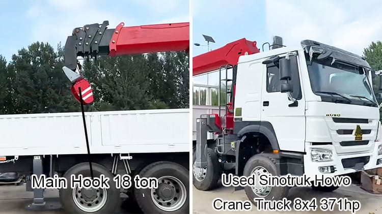 Old Sinotruck Howo 8x4 Cargo Truck Crane 18 Ton Boom Truck for Sale