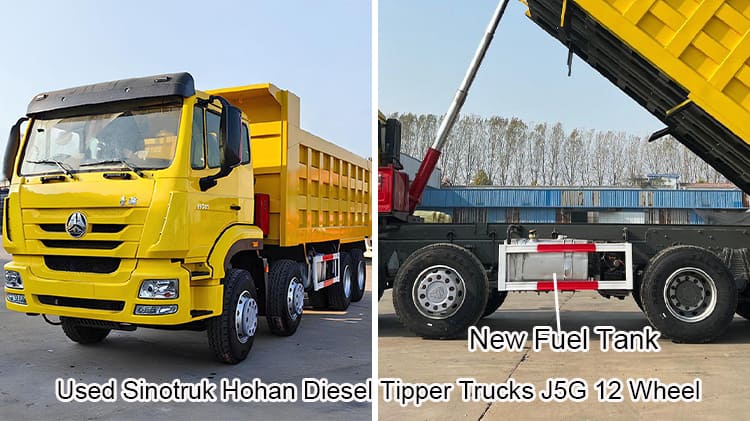 Used Sinotruk Hohan Lorry Diesel Tipper Trucks J5G 12 Wheel for sale