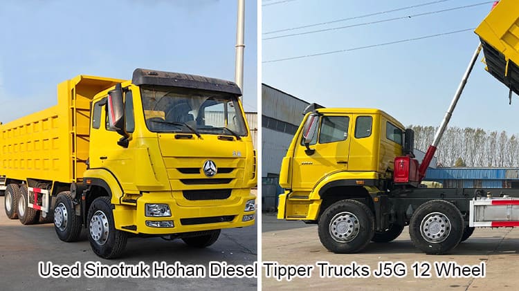 Used Sinotruk Hohan Lorry Diesel Tipper Trucks J5G 12 Wheel for sale