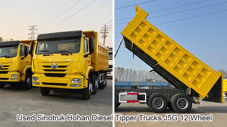 Used Sinotruk Hohan Lorry Diesel Tipper Trucks J5G 12 Wheel for sale
