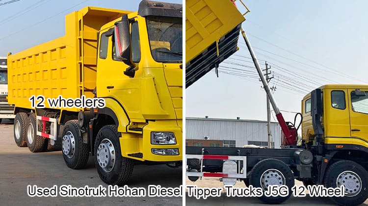 Used Sinotruk Hohan Lorry Diesel Tipper Trucks J5G 12 Wheel for sale