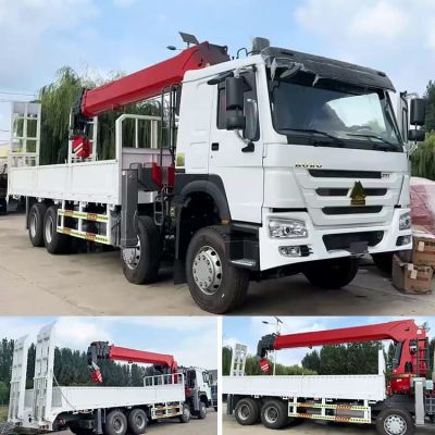 Old Sinotruck Howo 8x4 Cargo Truck Crane 18 Ton Boom Truck